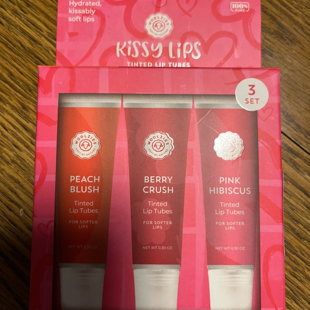NWOT KissyLips Tinted Lip Tubes Set - Peach, Berry, Pink - Picture 2 of 3
